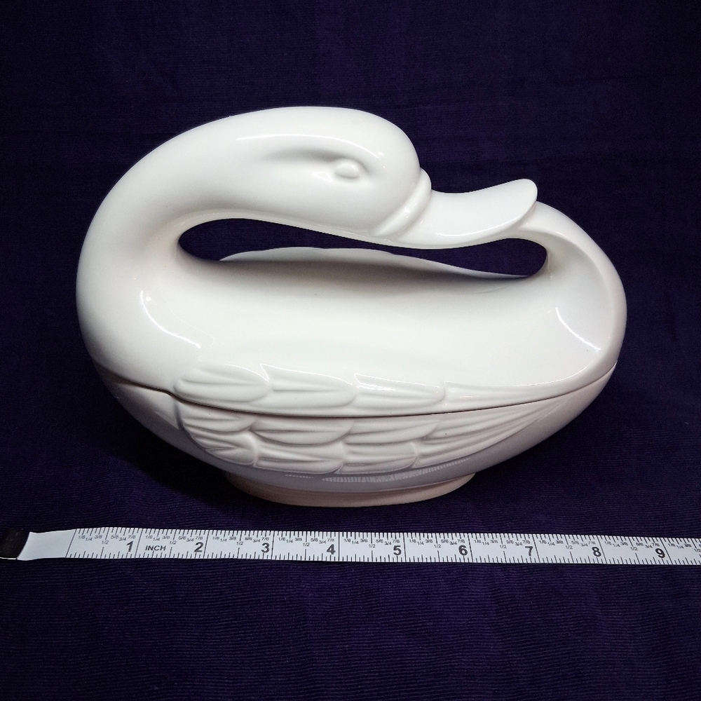Vintage Fitz And Floyd Swan Porcelain Jewelry Trinket Holder *flaw* - Picture 15 of 16